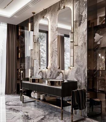 Buy Rock Plate Luxury Hotel Furniture Ceramic Seamless Integrated Bathroom Basin Cabinet online manufacture