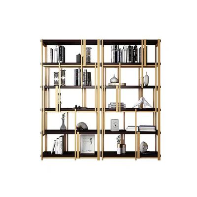 Buy Custom Modern Stainless Steel Hotel Furniture Bookshelf Display Cabinet Gold online manufacture