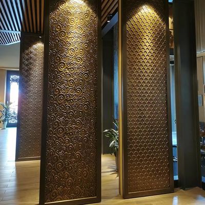 Buy Luxury Stainless Steel Screen Titanium Hotel Lobby Aluminum Room Divider Screen online manufacture