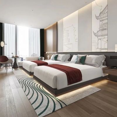Buy Luxury Modern Hotel Bedroom Furniture Sets Walnut Veneer Bed E1 Plywood Customized online manufacture