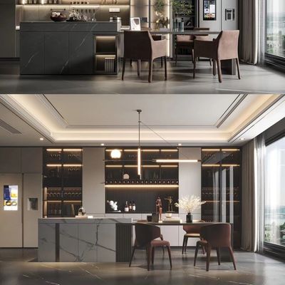 Buy Modern Stainless Steel Cabinets Quartz Facet Home Kitchen Cabinet Custom online manufacture