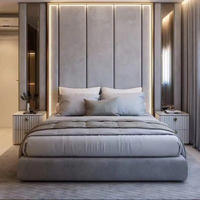 Buy Commercial Hotel Bedroom Furniture Modern Luxury Apartment Villa Linen Fabric Bed online manufacture