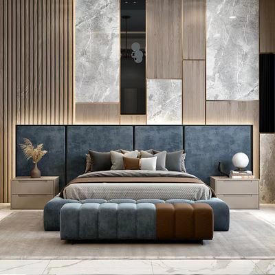 Buy Custom Hotel Bedroom Furniture Royal Velvet Fabric King Size Bed online manufacture