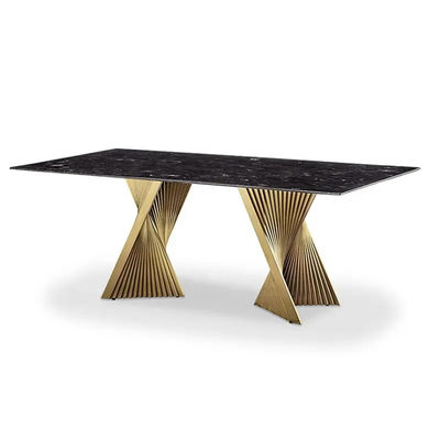 Buy Premium Hotel Restaurant Furniture Modern Art Natural Marble Metal Base Dining Table online manufacture