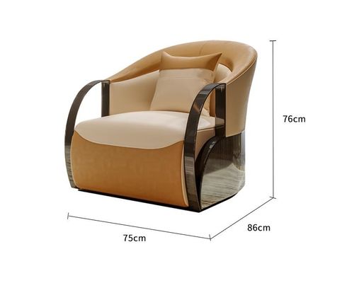 Buy High End Hotel Lobby Furniture Genuine Leather Stainless Steel Armrest Single Lounge Chair online manufacture