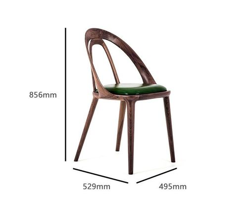 Buy Nordic Style Walnut Dining Chair Light Luxury Genuine Leather Solid Black online manufacture