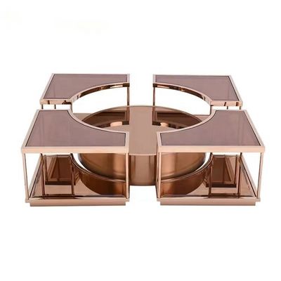Buy OEM Modern Glass Coffee Table Mirror Rose Gold Center Table For Lobby Home Villa online manufacture