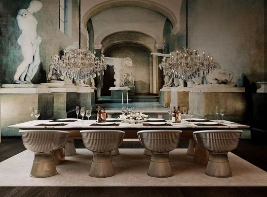 Buy Restaurant Villa White Marble Top Dining Table 8 10 Metal Chairs Set online manufacture