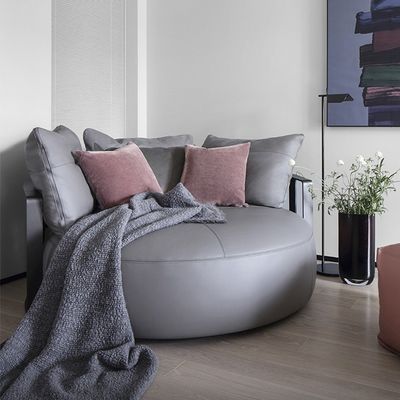 Buy Detachable Custom Sofa Bed Italy Round Large Grey Black Cowhide Sofa Bed Furniture online manufacture