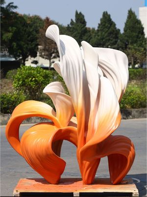 Buy Bespoke Large Floor Standing Flower Fiberglass Sculpture Marble Base For Hotel Lobby online manufacture
