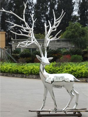 Buy Hotel Decor Deer Stainless Steel Mirror Sculpture Garden Scenic Courtyard Park online manufacture
