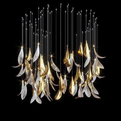 Buy Metal Leaf Shaped Custom Lighting Hotel Lobby Main Chandelier Staircase Lights online manufacture