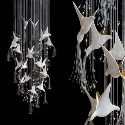 Buy Glass Birds And Flowers Chandelier Modern Aesthetic Hotel Design Light Furniture online manufacture