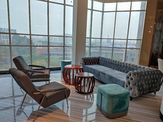 Luxury Hotel Lobby Furniture Combination Fabric Velvet Sectional Sofa