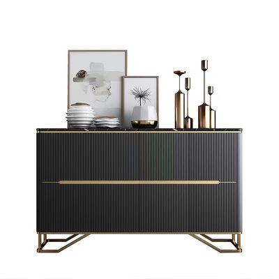 Upholstery Metal Marble Top Sideboard Storage Cabinet