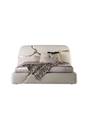 Lapiaz King Upholstered Platform Bed Inlaid Gold Stainless Steel