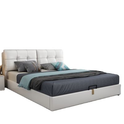 Luxury Leather White Bed Modern Soft Art Hotel Room Bed