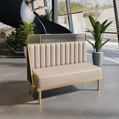 Luxury Restaurant Booth Seating Combination Leather Metal Marble Table