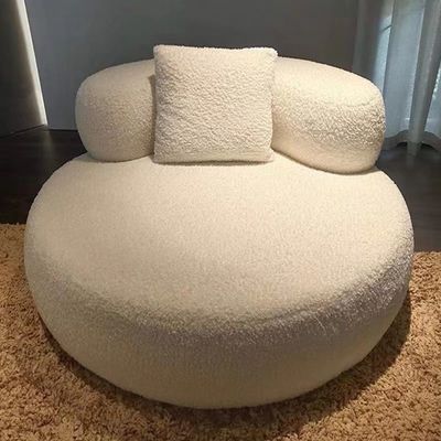 Living Room Round Banquette Sofa Bedroom Hotel Modern Lamb Fleece Round Seat Sofa