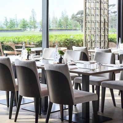 Solid Wood Modern Restaurant Chair Backrest Fabric Upholstered Dining Chair