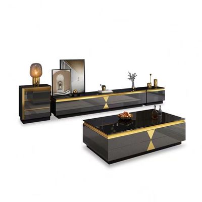 Rock Plate Hotel Room Cabinets Luxury TV Cabinet Sets Hotel Room Black Glass