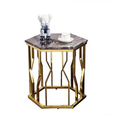Versatile Upholstery Polygon Wire Table Rock Plate Table With Stainless Steel Gilt