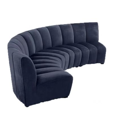 Modern Living Room Navy Blue Velvet Sofa Hotel Lobby Curve Arc Velvet Sofa