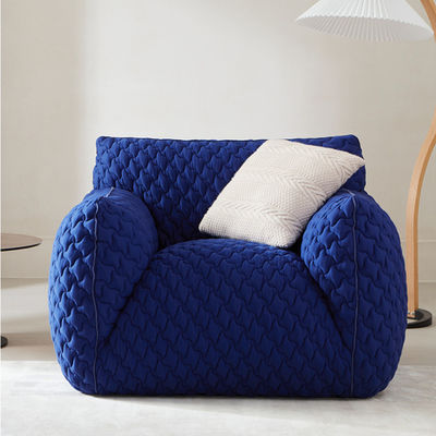 Vacation Hotel Waiting Room Sofa Modern Single Blue Linen Fabric Sofa