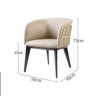 Modern Hotel Restaurant Furniture Genuine Leather Metal Dining Chair