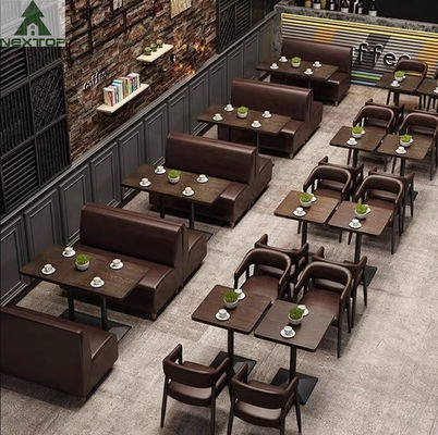 Vintage Restaurant Leather Booth Sofa Chair Table Set For Coffee Shop Cafe Bar Hotel