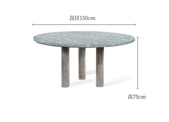 Luxury Hotel Restaurant Furniture Water Wave Pattern Round Dining Table