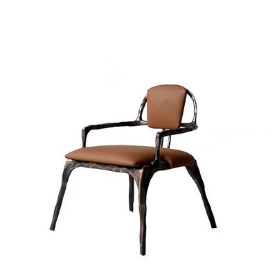 5 Star Hotel Restaurant Furniture Solid Metal Backrest Dining Leather Lounge Chair