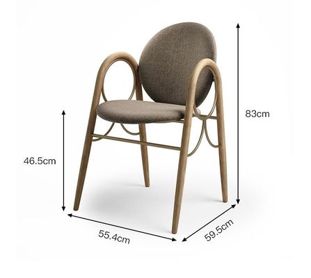 Customized Size Hotel Restaurant Furniture  Metal Solid Wood Fabric Dining Chair