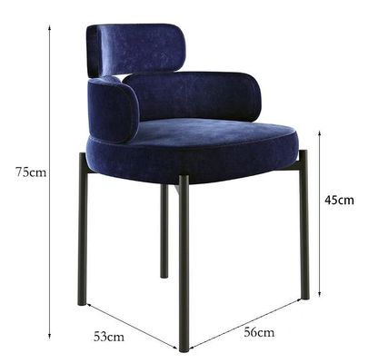 Light Luxury Creative Hotel Restaurant Furniture Metal Art Velvet Armrest Dining Chair