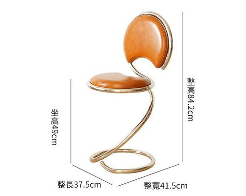 Stainless Steel Frame Leather Dining Chair Nordic Minimalist Creative