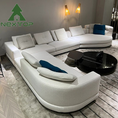 White Semi Circular Linen Sofa Interior Decoration Villa Living Room Office Area