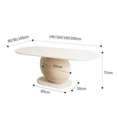 Nordic Hotel Restaurant Furniture Minimalist Style Wood Creative Personality Oval Marble Dining Table