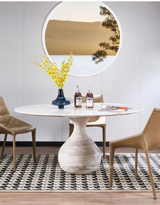Sturdy Hotel Restaurant Furniture Round Shape Natural Marble Dining Table