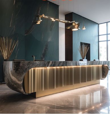Commercial Hotel Lobby Furniture Upscale Hotel Reception 5 Models Open Front Desk