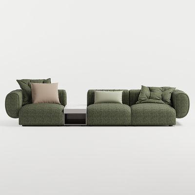 Luxury Comfort Sofa Furniture Set Green Fabric Elegant Interior Decoration