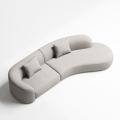 Rice White Hotel Lobby Curved Sofa Modern Interior Teddy Fabric Couch
