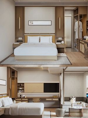 Customised Modern 5 Star Bedroom Furniture Standard Comfortable Wooden Beds