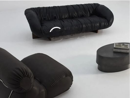 High End Five Star Hotel Presidential Suite Reception Pleated Leather Sofa