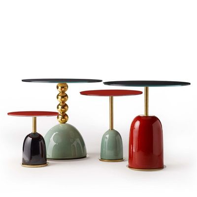 Fiberglass Painted Base Hotel Coffee Table Round Metal Corner Couch Side Table