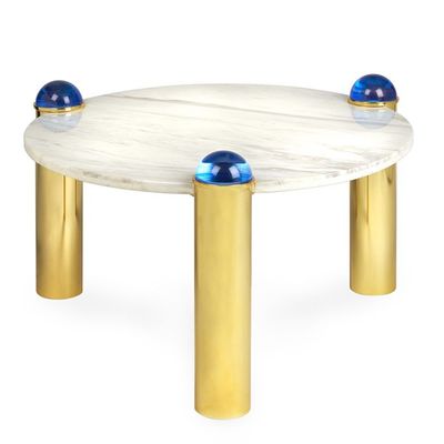 Art Postmodern Marble Top Round Coffee Table Hotel Stainless Steel Tea Table