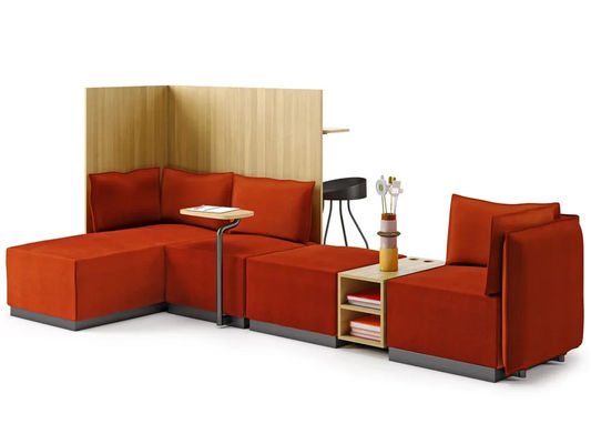 Aesthetic Interior Sectional Fabric Sofa With Integrated Magazine Rack