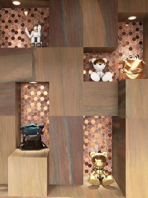 Unique Metal Hexagonal Mosaics Wall Screens Create Vintage Luxury Spaces For Hotel