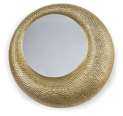Custom Gold Hammered Scalloped Round Mirror For Hotel Villa Rooms
