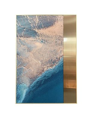 Stainless Steel Sandstone Painting Entryway Hanging Painting For Luxury Spaces