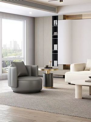 Contemporary Hotel Minimalist Style Genuine Leather Single Sofa for Reception Area